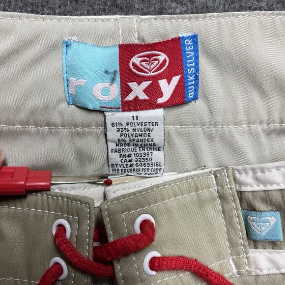 Roxy Quiksilver Nylon Pants Women's Size 11 Khaki Beige Stretch - Picture 2 of 6